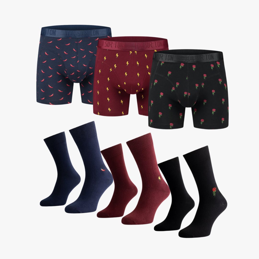 3x Embroidery Pack - Organic Cotton Boxer Briefs and Socks