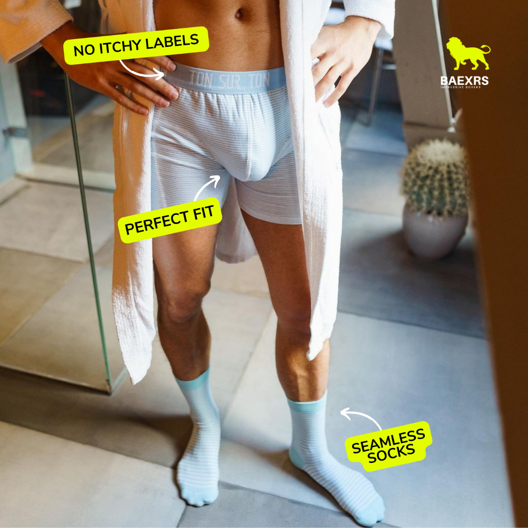 A man wearing Strip It - Organic Cotton Boxer Briefs & Socks